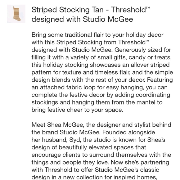 LAST 1!🎄 Striped Stocking Tan - Threshold designed with Studio McGee 1 stocking - Picture 6 of 12